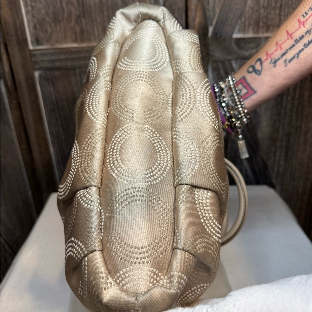 Coach Madison Sophia Op C Metallic Beige Bag EUC - Picture 6 of 9